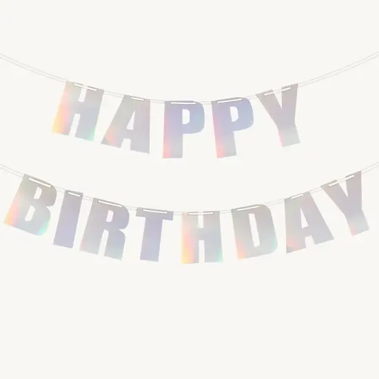 Happy Birthday Banner, Glossy Colorful Rainbow Foil Banner, Theme Party Decor {1}