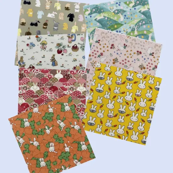 Rabbit Life Theme 10x10 Inch Fabric Squares for Quilting 100% Cotton Precut Quilting Fabric {3}