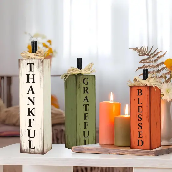 Thankful Blessed Grateful Tabletop Signs {4}