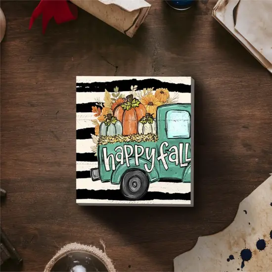 Fall Truck Wooden Box Sign Table Decor {5}