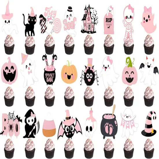 48Pcs Helloween Cupcake Toppers {1}