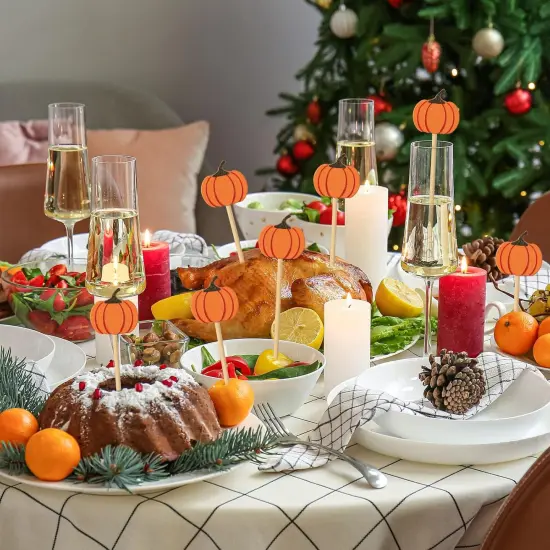 200 Pcs Fall Pumpkin Toppers Sticks {4}