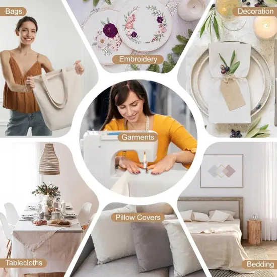 100% Cotton Muslin Fabric, 63 Inch X 5 Yards Unbleached Muslin Linen Fabric {6}