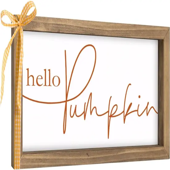 Hello Pumpkin Sign Thanksgiving Table Decor {1}
