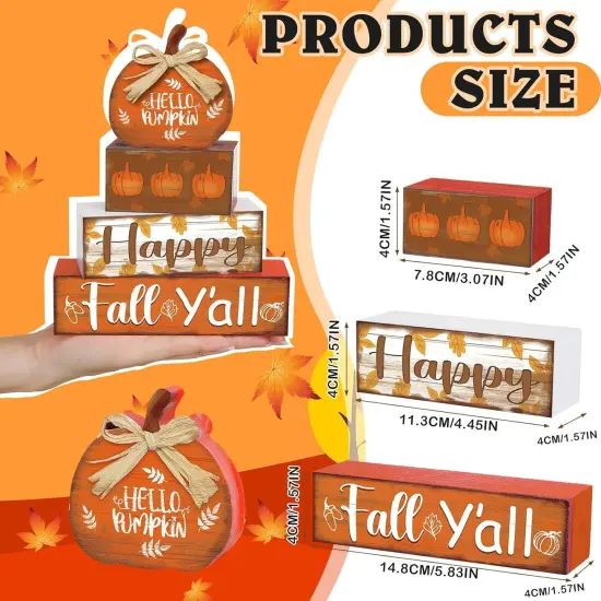 4 Pcs Fall Wooden Signs Tabletop Decor {2}