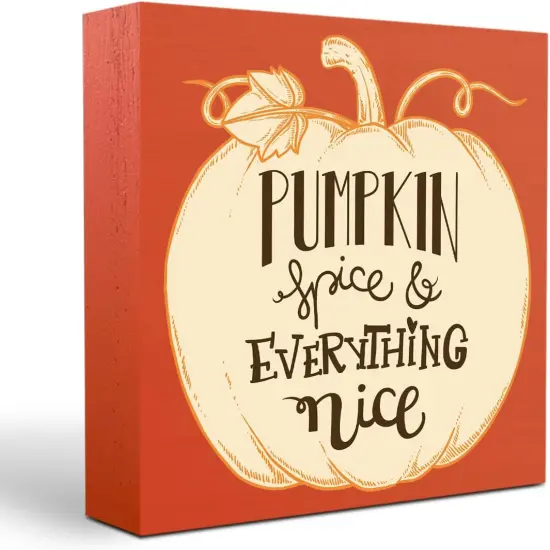 Pumpkin Spice & Everything Nice Wooden Box Sign Fall Table Decor {1}