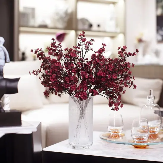 8 Bundle Babys Breath Artificial Flowers Bouquets (Burgundy) {3}