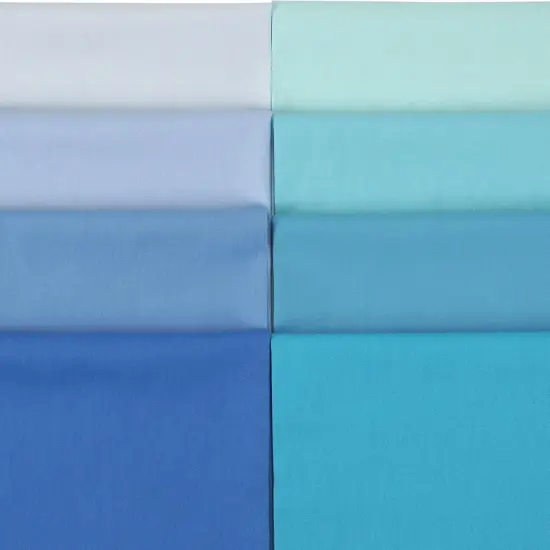 8Pcs 18x22 inch 100% Cotton Fabric Solids Blue Color Fat Quarters Quilting {2}