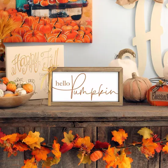 Hello Pumpkin Sign Thanksgiving Table Decor {4}
