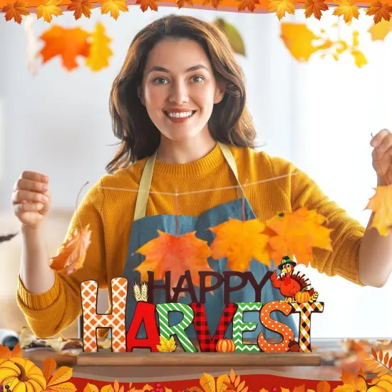 Happy Harvest Metal Sign Fall Table Decor {3}