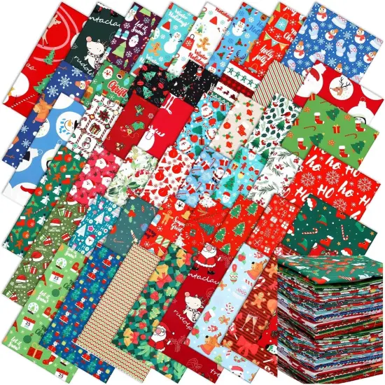 100 Pcs Christmas Patchwork Fabrics - 10x10 Inches {1}