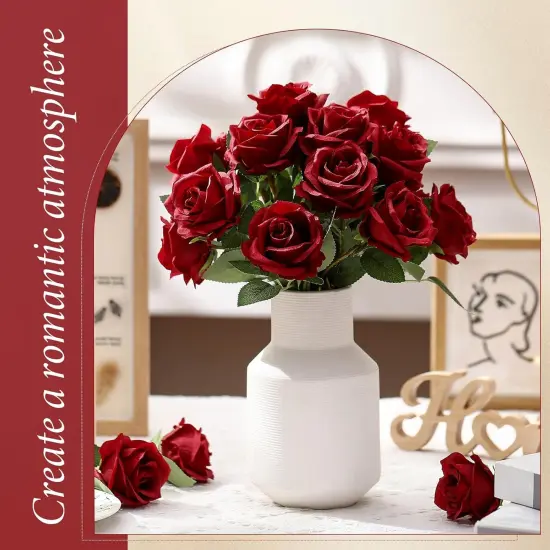 Realistic Silk Fake Roses Bouquet for Home Wedding Centerpieces Party Table {3}