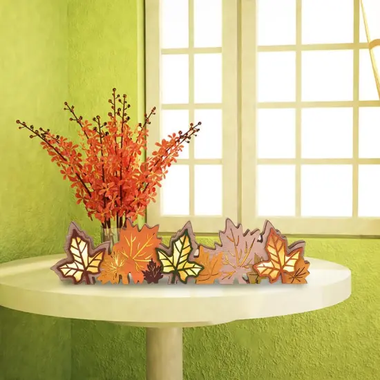 Lighted Fall Maple Leaves Table Decor {3}