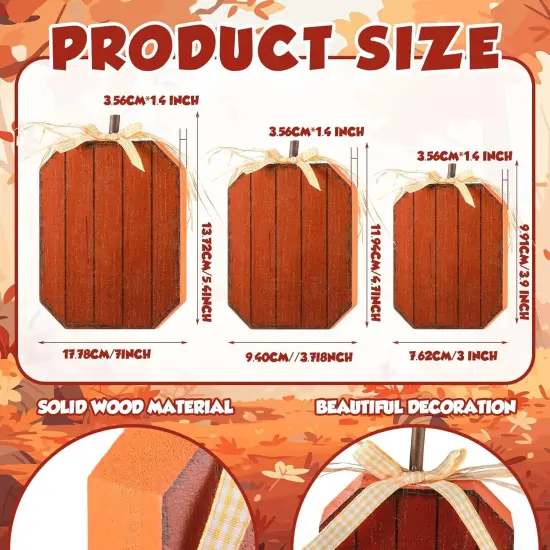 3 Pcs Fall Wooden Pumpkin Tabletop Decor {3}