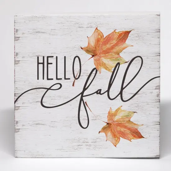 Hello Fall Wood Box Sign Tabletop Decor {1}