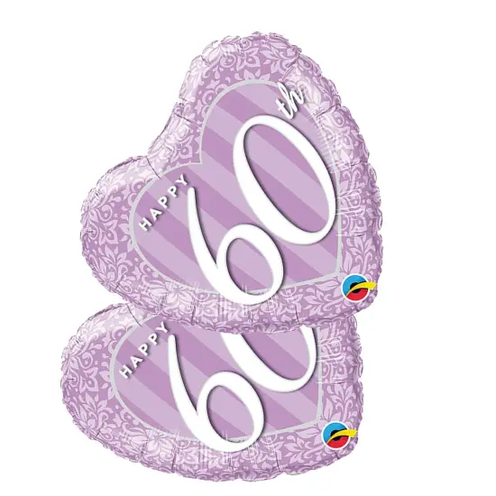 Happy 60th Damask Heart 18 Inch Foil Mylar Balloon {5}