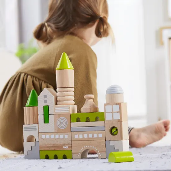 HABA Wooden Block Coburg Set - 28 Piece Building Block Set for Toddlers and Kids - Wooden Stacking Toys Made in Germany, For 18 Months and Up Multicolor {5}