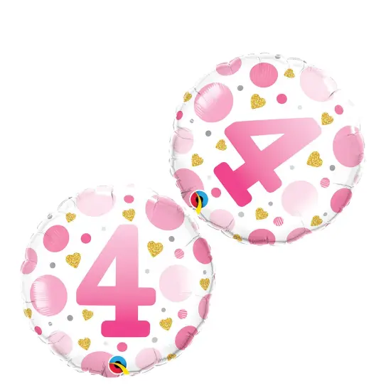 Age 4 Pink Dots 18 Inch Foil Mylar Balloon {2}