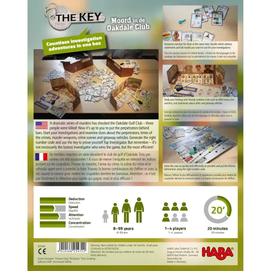 HABA The Key: Murder at The Oakdale Club, Detective Case Files Board Games for Kids Ages 8-12, Strategy Mystery Game for Family Night, Made in Germany Multicolor {7}