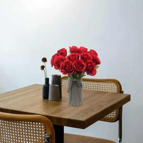 12 Pcs Silk Red Rose Bouquet for Home Decoration {3}