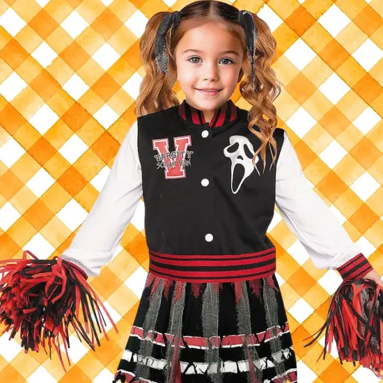 Toddler Scream for the Team Cheerleader Costume Ghost Face Halloween Dress {3}