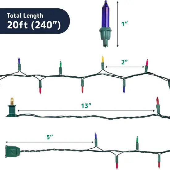 Christmas String Lights with Green Wire - 100 Count {3}