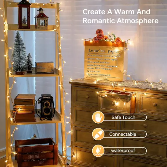 100 Count Clear Christmas Lights White Wire,23Feet Incandescent Clear Mini Lights,Connectable Indoor Outdoor Christmas Tree String {3}