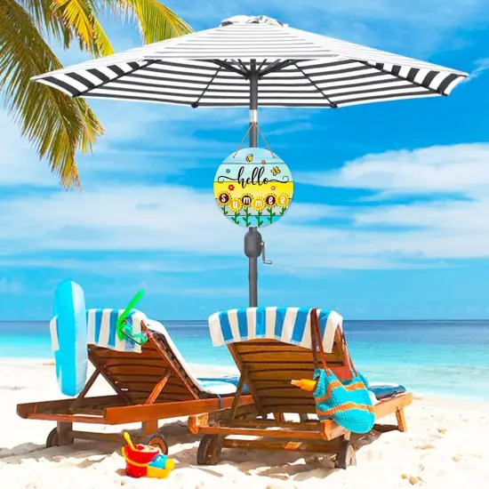 Hello Summer Door Decorations 11.5" Round Sunflowers Welcome Sign for Front Door Decor Farmhouse Hello Summer Hanger Sign for Porch Wreaths Home Office Wall Decorations {1}