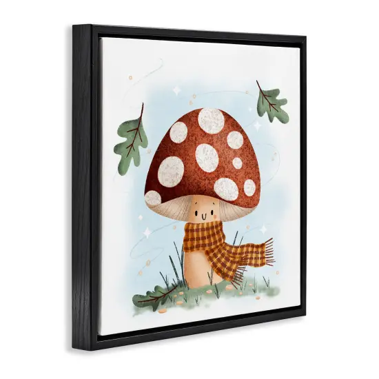 Stupell Industries Happy Mushroom in Scarf Floating Frame Design by Sarah Hickman {3}