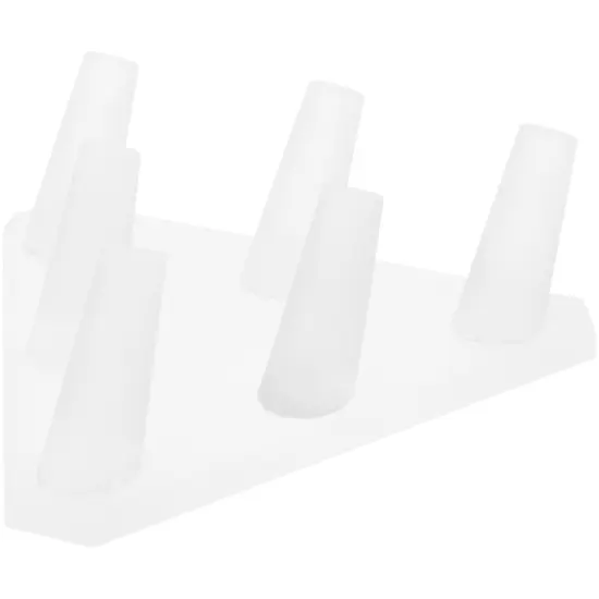 Plymor Frosted Acrylic Ring Finger Display, Six, 5.5" W x 5" D x 1.75" H {2}