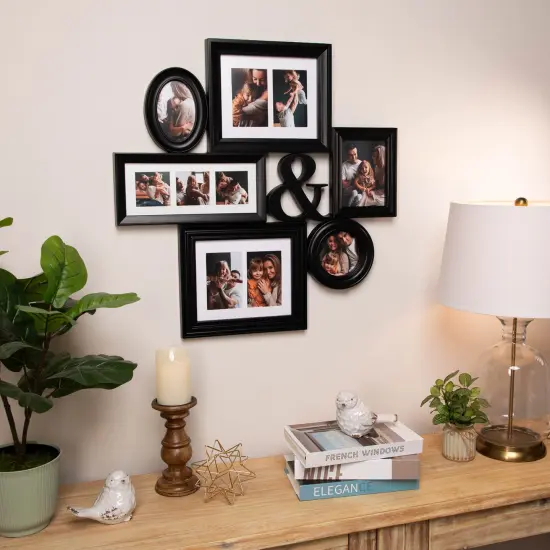Northlight Ampersand Multi-Sized Photo Collage Picture Frame - 27" - Black {1}