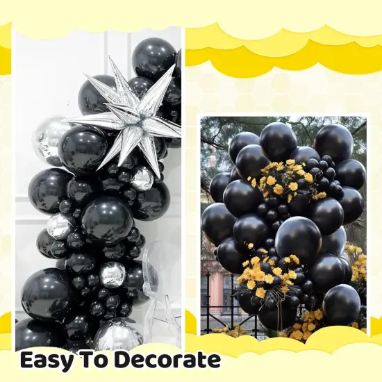 200 Pieces Black Balloons Different Sizes 5 10 12 18 Inch Latex Balloons Balloon Garland Arch Kit for for Black Themed Party Decorations {2}