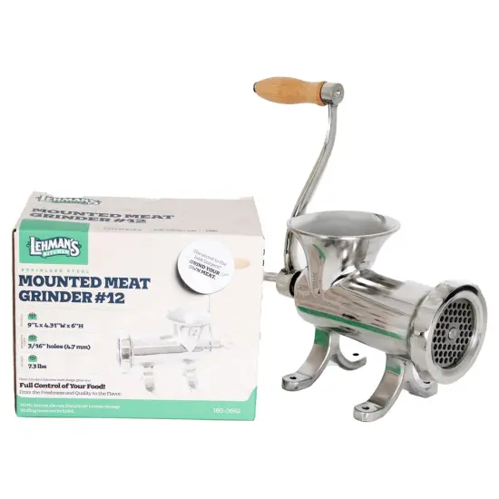 Lehman's Clamp-Down Meat Grinder #22, Manual Hand-Cranked Stainless Steel Meat Grinder for Home Use, Easy to Clean and Store {3}
