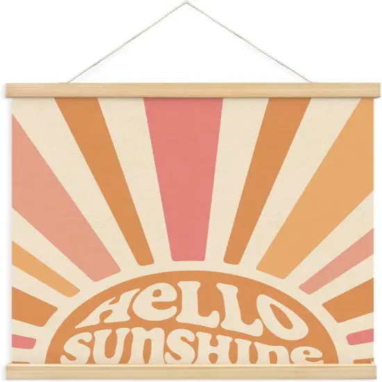 Hello Sunshine Boho Summer Sun Decor Poster Hanger Frame - Door Wall Boho Nursery Wooden Frames,Motivational Wall Hanging Banner Decor for Bedroom Playroom Homeschool School 12x16 Inch {1}