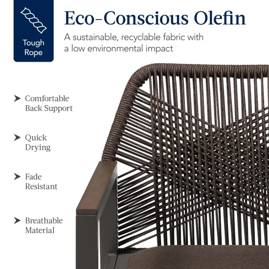 Best Choice Products Set of 2 Indoor/Outdoor Aluminum Woven Rope Dining Chairs w/ Armrests Brown/Mocha {3}