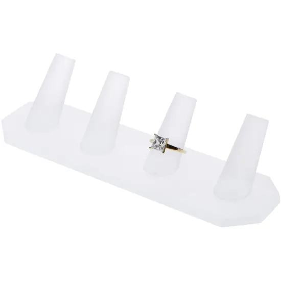 Plymor Frosted Acrylic Ring Finger Display, Four, 6.875" W x 2" D x 1.75" H {3}