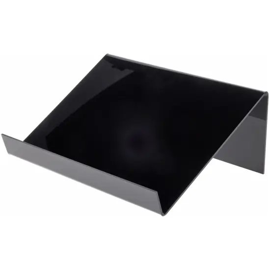 Plymor Black Acrylic Slightly Elevated Book Display Stand with 1.5" Ledge, 12" W x 9" D x 4.5" H {2}