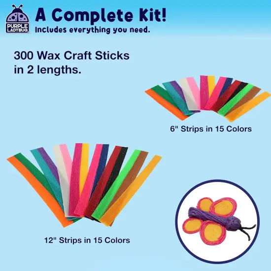 Bendable Wax Craft Sticks for Kids - 15 Colors, 6&12 Inches, 150 Each - Summer {2}
