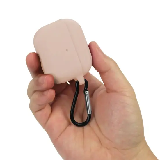 Insten Silicone Case Compatible with Airpods 3 3rd Gen 2021 Earbuds Protective Cover, Front LED Visible, with Carrying Keychain for Girls Women Boys Men, Sand Pink {4}