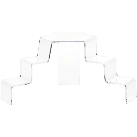 Plymor Clear Acrylic 3-Step, 2-Sided Stair Display Riser 5.25" H x 11.5" W x 6.5" D {2}