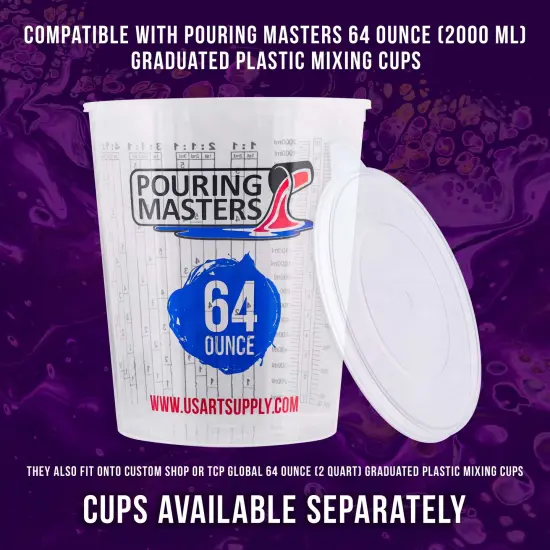 Pouring Masters 12-Pack Mixing Cup Lids for 64 Oz (2000ml) Graduated Plastic Measuring Cup Lids - Storage Seal Top for Pouring Masters Automotive Paint Mixing Cups, Epoxy Resin, Art Supplies {4}