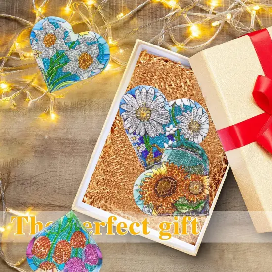 4 Pcs Diamond Painting Bookmark Kits(Heart Flower) {4}