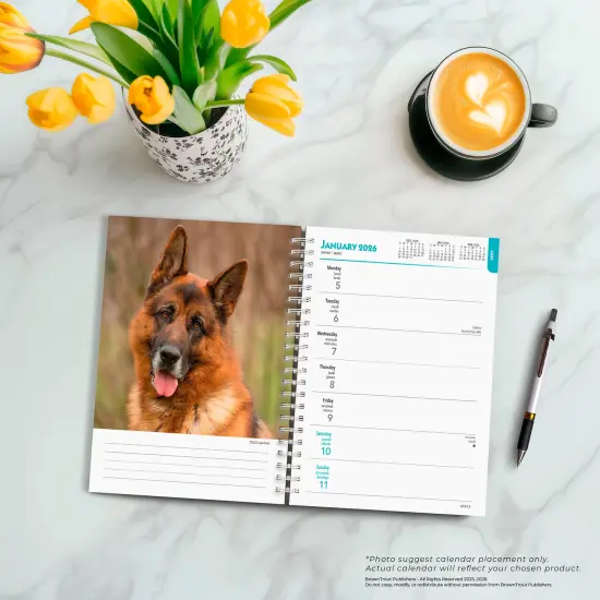German Shepherds | 2026 6x7.75 Inch Spiral-Bound Wire-O Weekly Engagement Planner Calendar | New Full-Color Image Every Week {5}