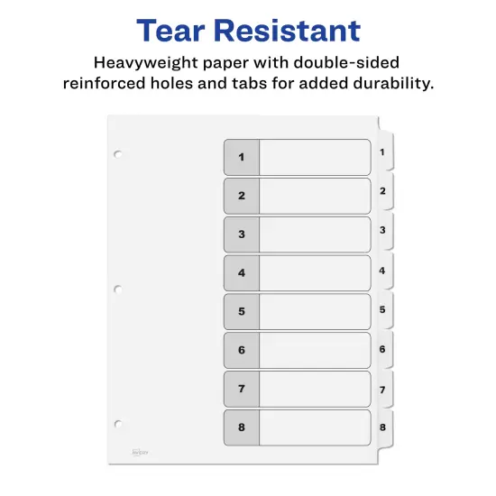 Avery Ready Index 8 Tab Binder Dividers, Customizable Table of Contents, Classic White Tabs, 6 Sets (11822) {5}