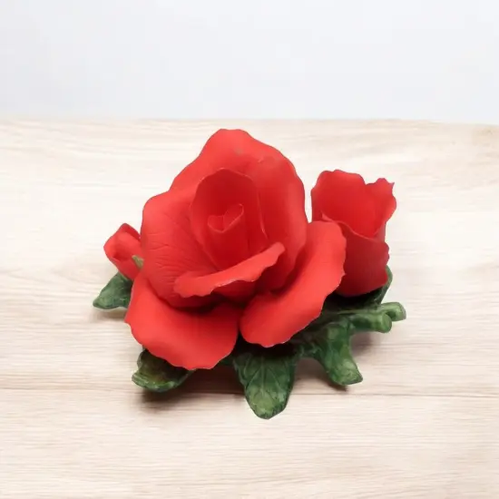 Ceramic Red Rose Flower with Flower Bud Candle Holder, Wedding Decor, Romantic Decor, Gift for Her, Gift for Mom {2}