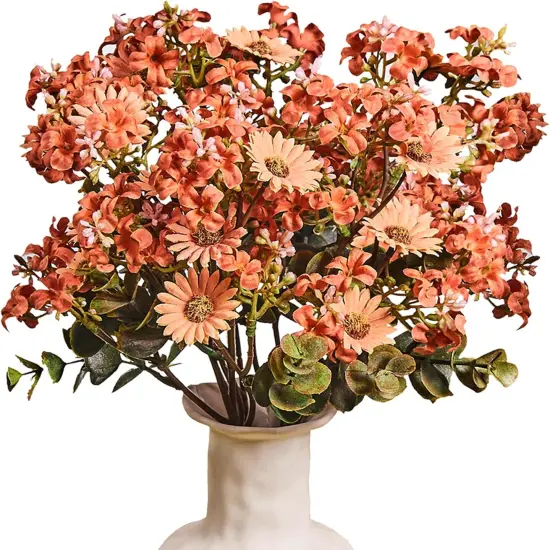 7pcs Artificial Fall Flowers - Orange {1}
