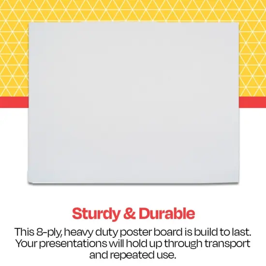 School Smart Poster Boards, 22 x 28 Inches, 8-Ply Thickness, White, Pack of 25 {7}