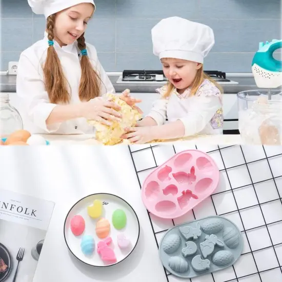 2 Pack Easter Rabbit Bunny Egg Silicone Molds, 3D Easter-theme Baking Mould Tray DIY Baking Tool for Chocolate Cake Dessert Candy Mousse Pastry Soap {4}