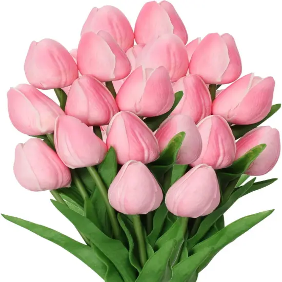 10 Pcs Pink Tulips Artificial Flowers Real Touch Fake Tulips Fake Flowers for Mother's Day 13.5" Faux Tulips Faux Flowers Bulk Artificial Tulips Flowers for Vase Centerpieces Home Wedding Bouquet {1}