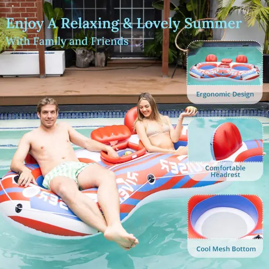 Durable Red Inflatable Float for Relaxing in the Water {2}